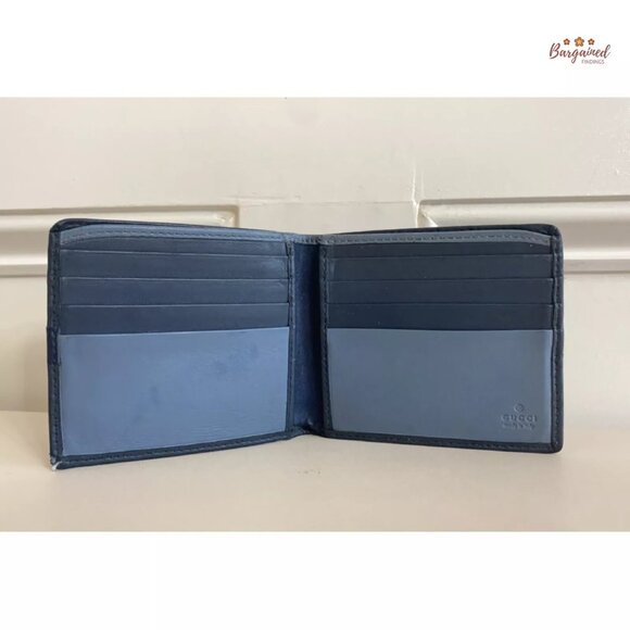 Authentic GUCCI Gray/Blue Microguccissima Leather Bifold Men's Wallet - 365477 - Picture 7 of 11